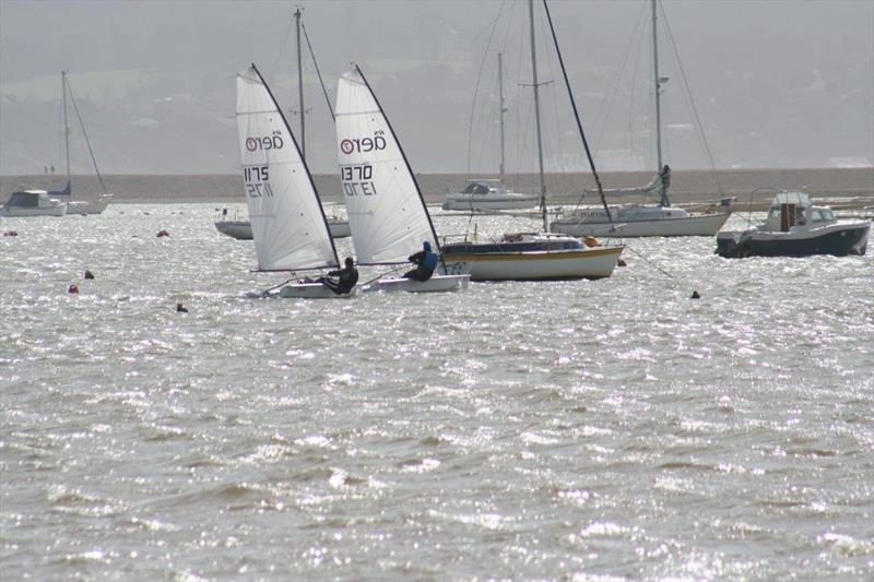 Nev Herbert leads Peter Barton into the 2nd corner during the Keyhaven Easter Regatta - photo © Neil Hardie