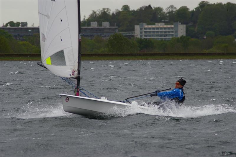 Pete Barton (Aero 7 runner up) blasts downwind at the Island Barn RS Aero Open photo copyright Jim Champ taken at Island Barn Reservoir Sailing Club and featuring the  class