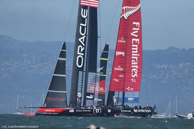 08/09/2013 - San Francisco (USA,CA) - 34th America’s Cup - ORACLE Team USA vs Emirates Team New Zealand, Race Day 2 © ACEA / Photo Abner Kingman http://photo.americascup.com