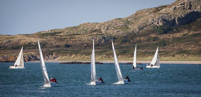 Howth Yacht Club, Co. Dublin, Ireland; Wednesday 28th August 2013: The 40-strong fleet in the BMW J24 World Championships returning to the historic port of Howth Harbour after three races in moderate to fresh conditions off Ireland’s Eye. © David Branigan/Oceansport http://www.oceansport.ie/