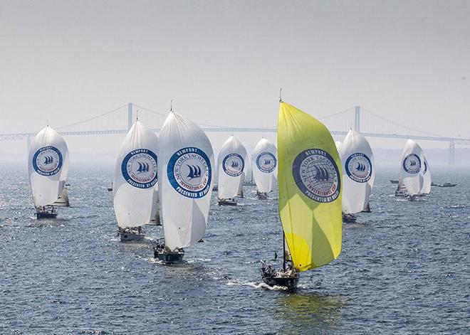 Larchmont YC (USA) leading the fleet with the Newport Pell Bridge in the background ©  Rolex/Daniel Forster http://www.regattanews.com