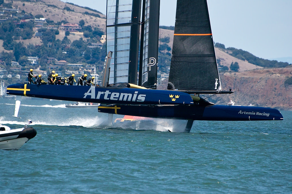 Artemis Racing competing in the Semi-Finals of the 2013 Louis Vuitton Cup in San Francisco photo copyright Chuck Lantz http://www.ChuckLantz.com taken at  and featuring the  class