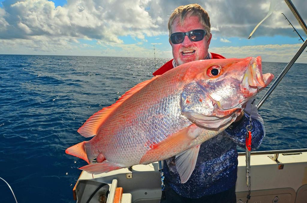 Graham Brake with the nannygai that chased his knife jig up through the depths like a pelagic! photo copyright Lee Brake taken at  and featuring the  class
