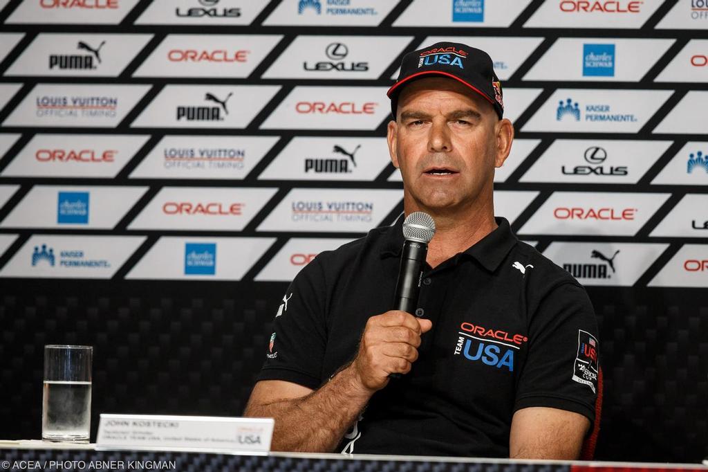34th America’s Cup - Final Match openning Press Conference with members of Oracle Team USA and Emirates Team New Zealand; John Kostecki (tactician Oracle Team USA) photo copyright ACEA / Photo Abner Kingman http://photo.americascup.com taken at  and featuring the  class