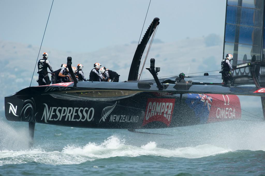 Emirates Team New Zealand practice before the second race of the Louis Vuitton Cup final against Luna Rossa Challenge photo copyright Chris Cameron/ETNZ http://www.chriscameron.co.nz taken at  and featuring the  class