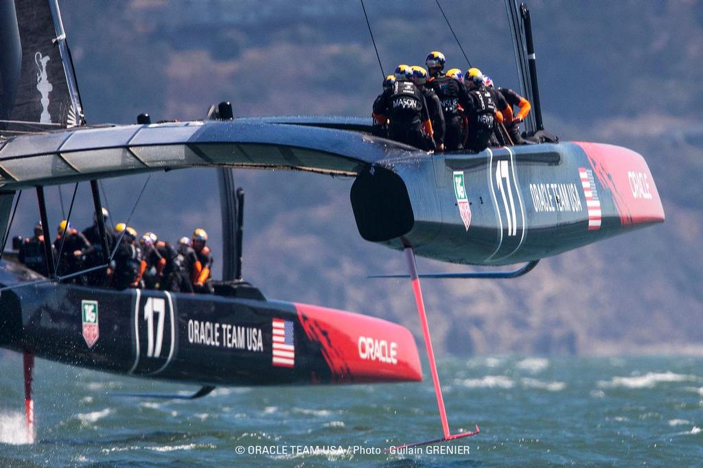 Oracle Team USA - Two boat testing session San Francisco (USA) August 30, 2013 photo copyright Guilain Grenier Oracle Team USA http://www.oracleteamusamedia.com/ taken at  and featuring the  class