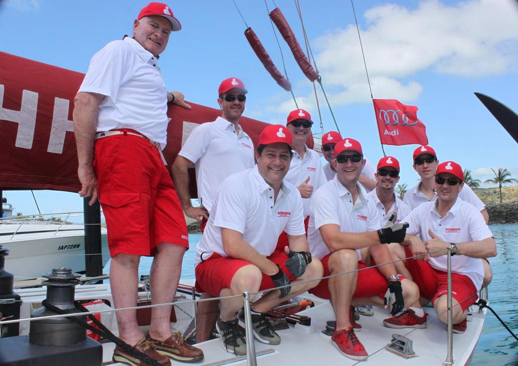 Hitchhiker crew Peter Briggs far left  - 2013 Audi Hamilton Island Race Week photo copyright Andrea Francolini_Audi and Laura McKee taken at  and featuring the  class