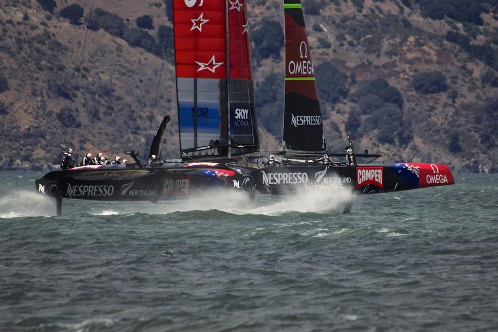Emirates Team NZ training in San Francisco Saturday August 4, 2013 photo copyright Chuck Lantz http://www.ChuckLantz.com taken at  and featuring the  class