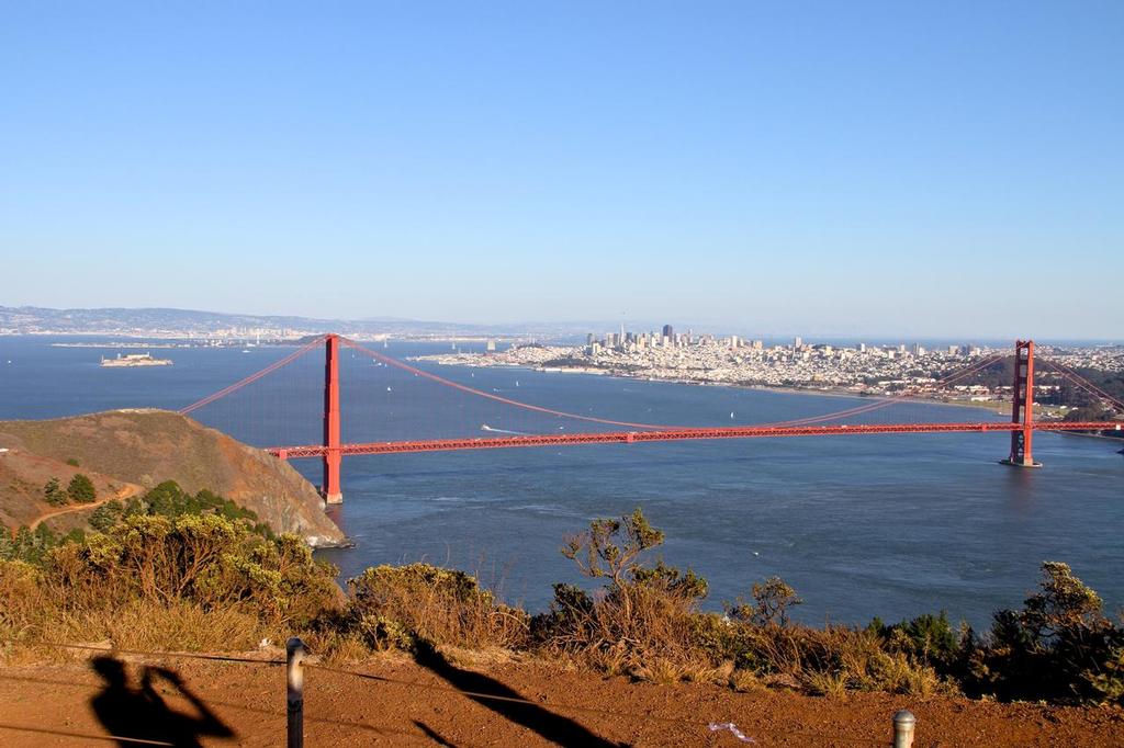 The America’s Cup Race Course, framed by the Golden Gate Bridge photo copyright Richard Gladwell www.photosport.co.nz taken at  and featuring the  class