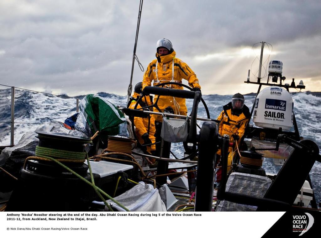 Anthony ’Nocka’ Nossiter steering at the end of the day © Nick Dana/Abu Dhabi Ocean Racing/Volvo Ocean Race