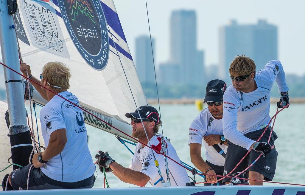 Bjorn Hansen and his eWork Sailing team in action during the Semi-Finals of Chicago Match Cup photo copyright Walter Cooper/CMC taken at  and featuring the  class
