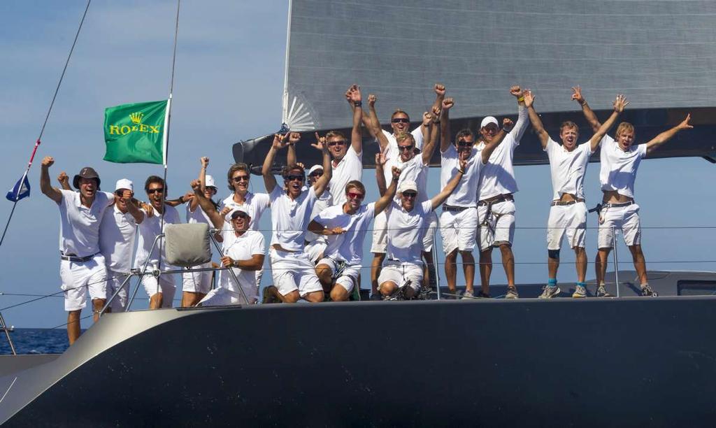 The crew of J One celebrate victory in the Wally Division at the Maxi Yacht Rolex Cup finale  ©  Rolex / Carlo Borlenghi http://www.carloborlenghi.net