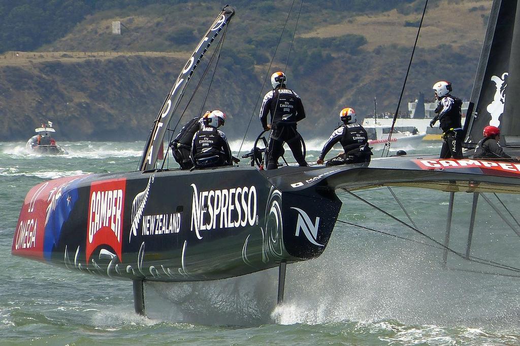Emirates Team New Zealand and Artemis Racing, San Francisco, August 4, 2013 © John Navas 