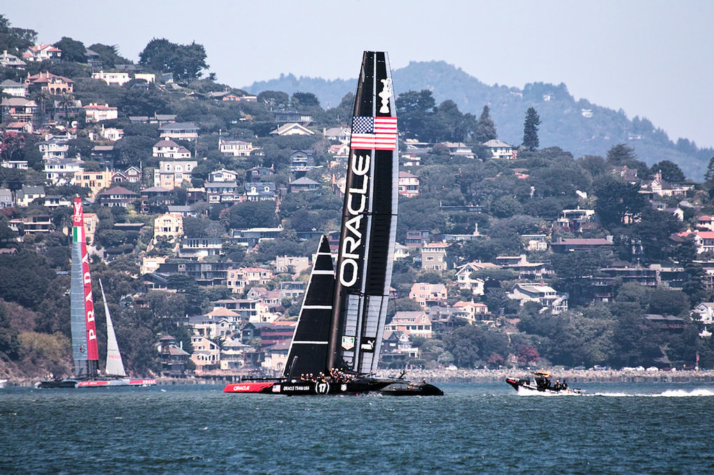 Luna Rossa and Oracle on the Marin side of the SF bay. - America’s Cup © Chuck Lantz http://www.ChuckLantz.com