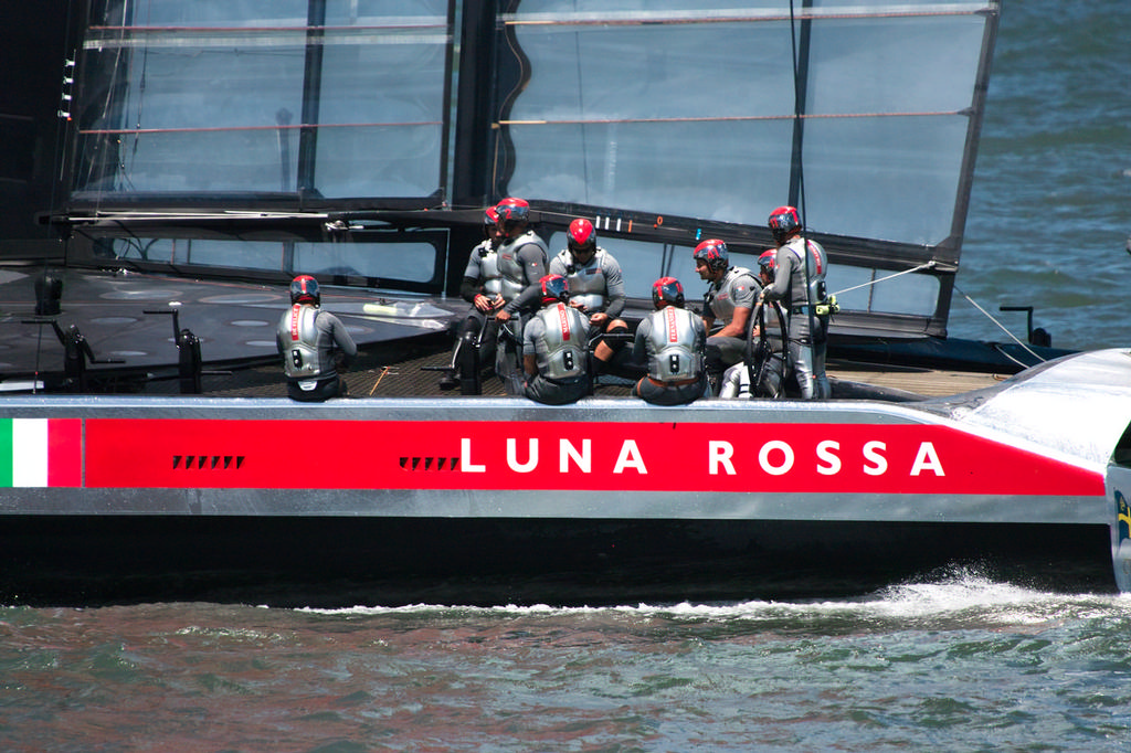 Luna Rossa's crew, looking subdued.  - America's Cup photo copyright Chuck Lantz http://www.ChuckLantz.com taken at  and featuring the  class