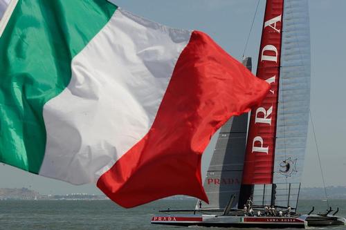 Luna Rossa before the racing starts on August 21, 2013 at the Louis Vuitton Cup on August 21, 2013 in SF California. ©  SW