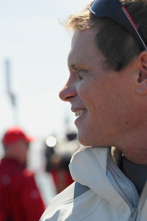 Chris Draper, helmsman of Luna Rossa, is happy the morning of the 7th race of the Louis Vuitton final before he goes out to sail on August 24, 2013  ©  SW