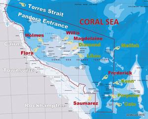The Coral Sea with anchorages highlighted photo copyright Jack Binder taken at  and featuring the  class