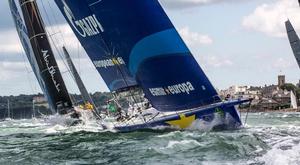 Esimit Europa 2 thunders along at the start of the Rolex Fastnet Race from Cowes. photo copyright  Rolex/Daniel Forster http://www.regattanews.com taken at  and featuring the  class