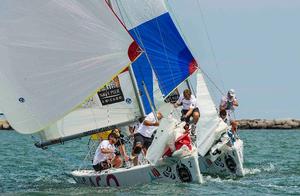 Bjorn Hansen leads on the downwind to take third palce at Chicago Match Cup photo copyright Walter Cooper/Chicago Match Cup taken at  and featuring the  class