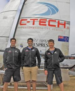 Skipper Alex Vallings (r.) with last year&rsquo;s   victorious New Zealand crew  of  Josh McCormack and Chris Kitchen photo copyright Rich Roberts http://www.UnderTheSunPhotos.com taken at  and featuring the  class