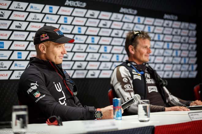19/09/2013 - San Francisco (USA CA) - 34th America’s Cup - Oracle Team USA’s Jimmy Spithill and Emirates Team New Zealand’s Dean Barker © ACEA / Photo Abner Kingman http://photo.americascup.com