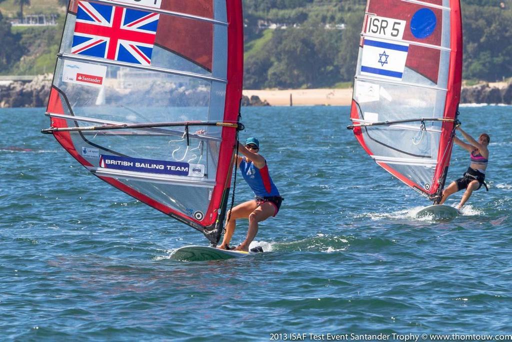 2013 ISAF Test Event Santander Trophy - Bryony Shaw tussles with Israel&rsquo;s Maayan Davidovich photo copyright Thom Touw http://www.thomtouw.com taken at  and featuring the  class