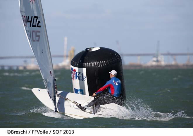 Nick Thompson sails in the Laser Standard class at the 2013 Semaine Olympique Francaise ©  Breschi / FFVoile / SOF 2013 http://sof.ffvoile.com/