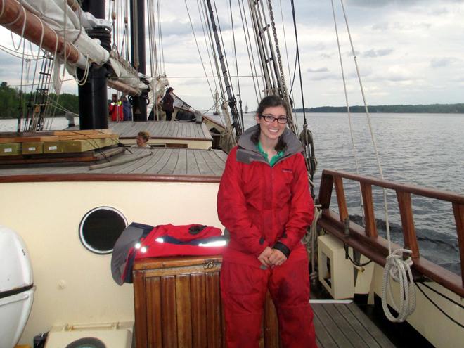 Tall Ships America intern Elizabeth Braunstein onboard the 118-foot schooner Unicorn this summer during the Tall Ships Challenge Great Lakes © Elizabeth Braunstein