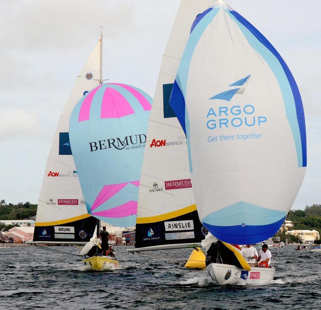 Francesco Bruni (ITA) Luna Rossa defeated Sir Ben Ainslie (GBR) BART/Argo Group 3-2 in the finals of the 2013 Argo Group Gold Cup at the Royal Bermuda Yacht Club in Hamilton, Bermuda. photo copyright Talbot Wilson taken at  and featuring the  class