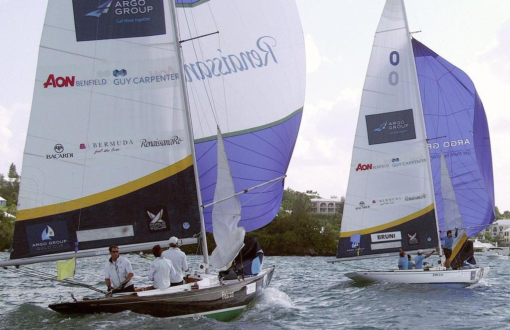 Bruni leading Richard in the 2011 Argo Group Gold Cup at the Royal Bermuda Yacht club in Hamilton Bermuda. ©  Talbot Wilson / Argo Group Gold Cup http://www.argogroupgoldcup.com/