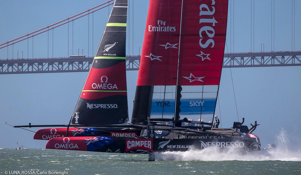AC72’s may be replaced by a smaller version for the 35th America’s Cup - Emirates Team New Zealand Day 14, San Francisco   
 photo copyright Carlo Borlenghi/Luna Rossa http://www.lunarossachallenge.com taken at  and featuring the  class
