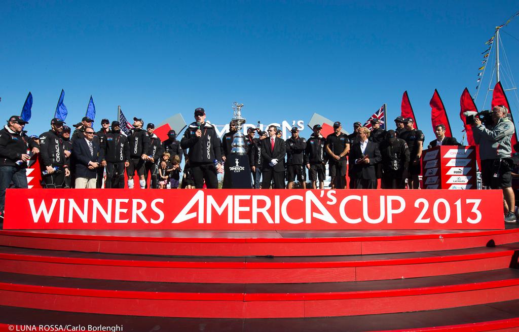 San Francisco
34th AMERICA&rsquo;S CUP
America&rsquo;s Cup final
Oracle Team USA wins the 34th America&rsquo;s Cup
 photo copyright Carlo Borlenghi/Luna Rossa http://www.lunarossachallenge.com taken at  and featuring the  class
