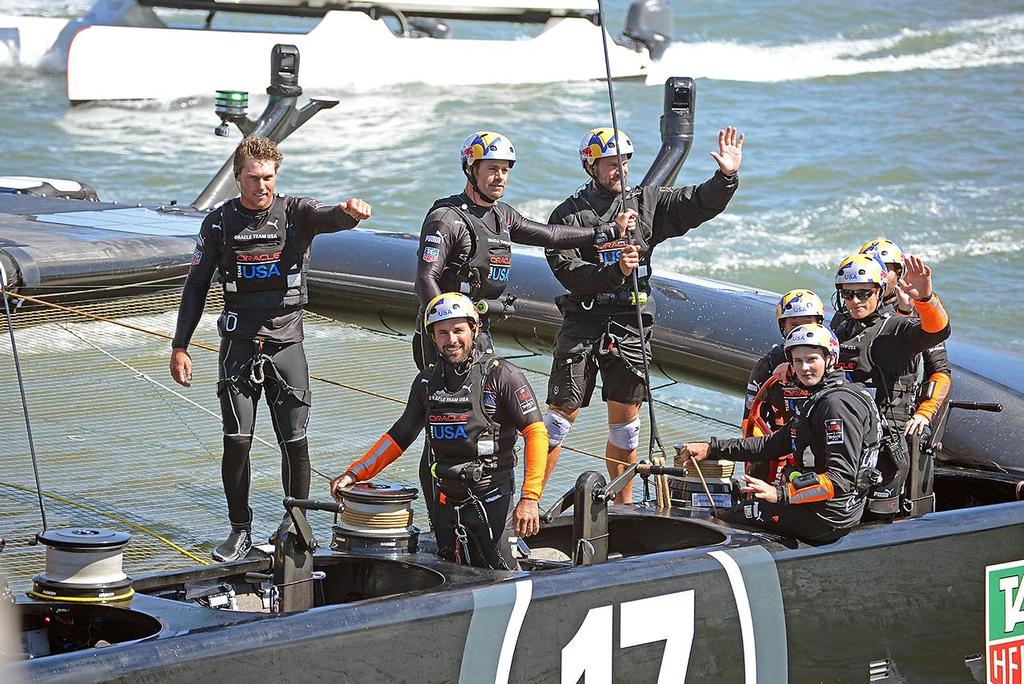 Oracle Crew Waves - America's Cup - Day 14 photo copyright Jean Pierre Banowicz taken at  and featuring the  class