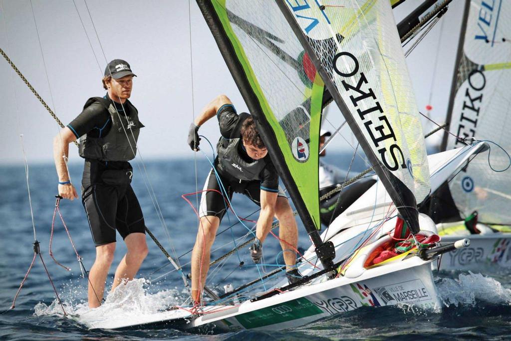 Outteridge and Jensen at the 2013 49er World Championships photo copyright Pierick Jeannoutot taken at  and featuring the  class