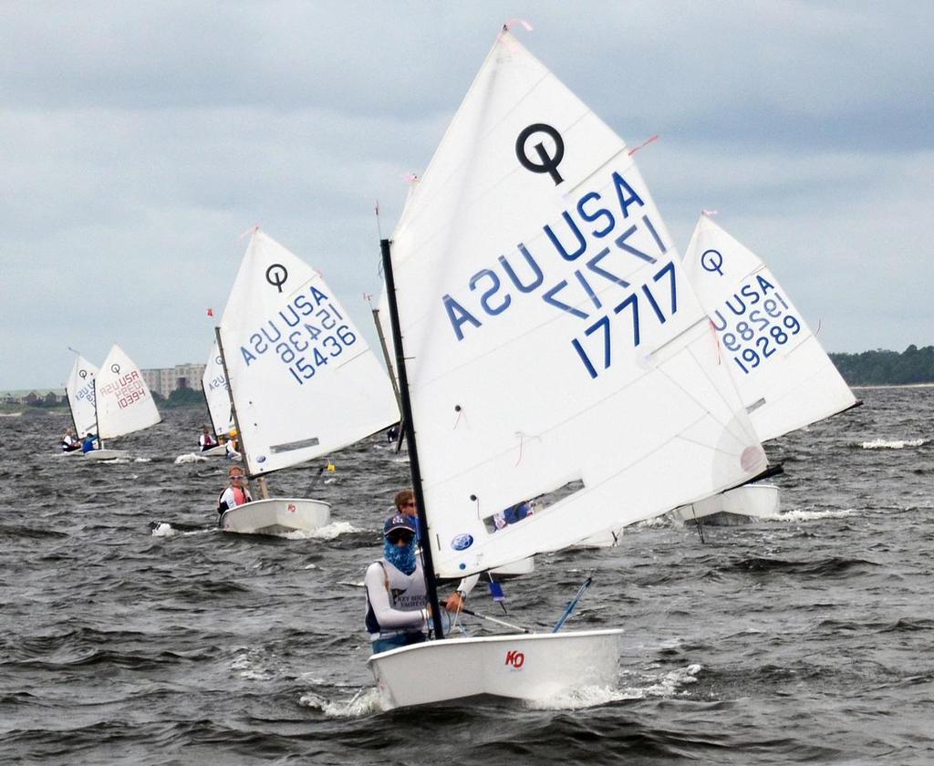 SebastianÂ Clark (17717) KeyÂ BiscayneÂ YachtÂ Club won Race 1 of set one in the USODA Southeast championship in Pensacola. After a lightning delay, racing out of Pensacola YC will continue on Sunday. photo copyright Talbot Wilson taken at  and featuring the  class