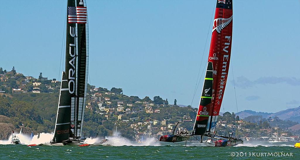 Start3 Oracle Bow1 1300 - America's Cup - Day 15 photo copyright Kurt Molnar taken at  and featuring the  class