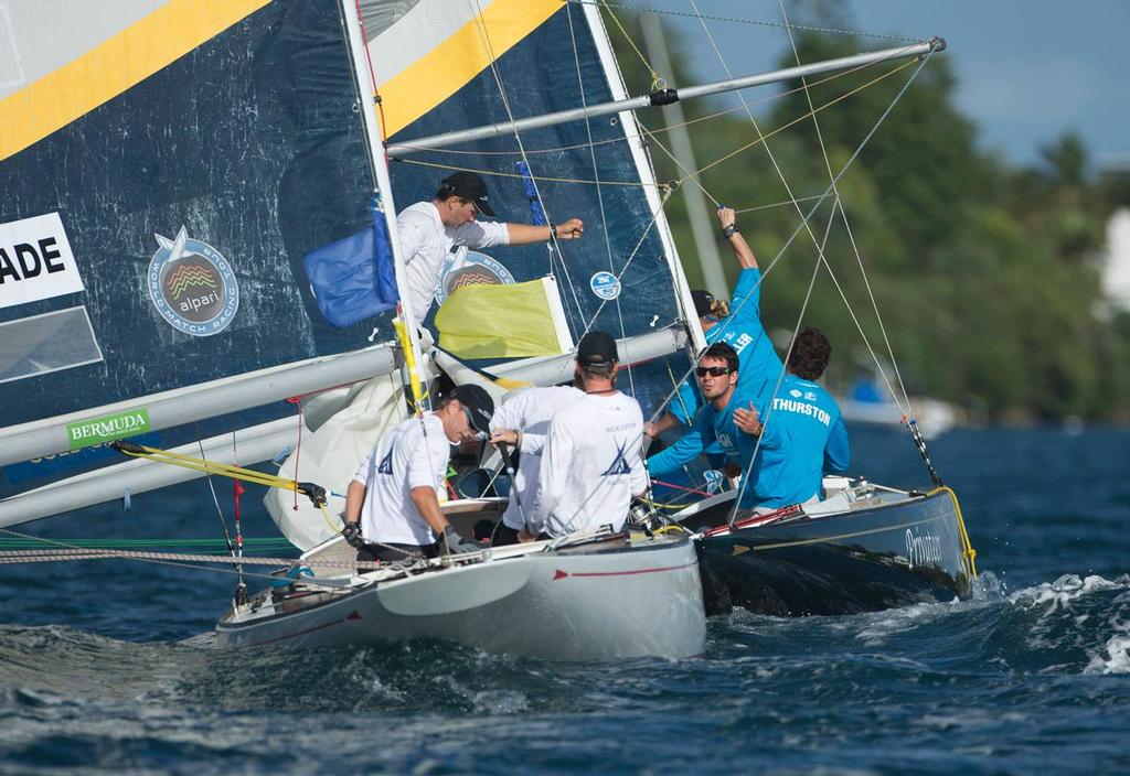 Full Metal Jacket and Wide Open Racing at the Argo Group Gold Cup, Bermuda, part of the Alpari World Match Racing Tour.<br />
 ©  OnEdition / WMRT http://wmrt.com/