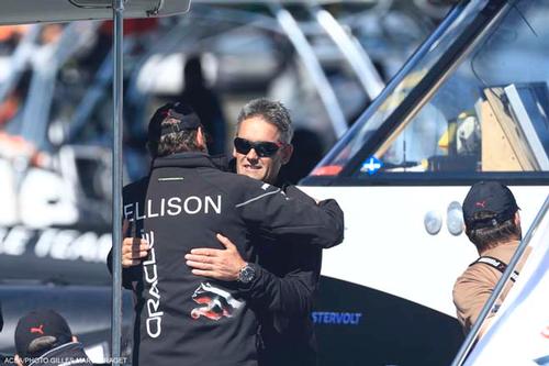 Russell Coutts and Larry Ellison have some Man-Love, Race Day 13 © ACEA - Photo Gilles Martin-Raget http://photo.americascup.com/
