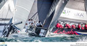 Aegir Racing battle upwind at the RC44 Cascais Cup photo copyright MartinezStudio.es taken at  and featuring the  class