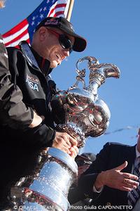 Team Oracle USA celebrates after winning the America&rsquo;s Cup photo copyright  Oracle team USA/Guilai Caponnetto taken at  and featuring the  class
