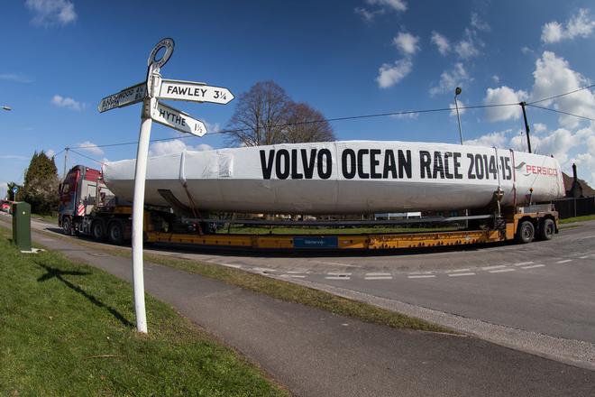 Once the lamination is complete, the hull is transported from Bergamo in Italy to Southampton in England to be assembled with the deck at the Green Marine boatyard.  - Volvo Ocean Race 2014-15 © Ian Roman/Volvo Ocean Race http://www.volvooceanrace.com