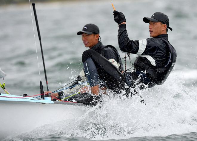 470 Men / Hao LAN & Chao WANG (CHN) - 2013 ISAF Sailing World Cup - Melbourne © Jeff Crow/ Sport the Library http://www.sportlibrary.com.au
