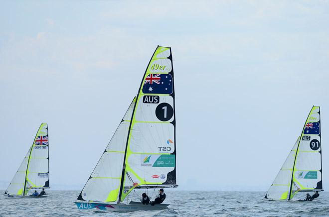 49er / Nathan OUTTERIDGE & Iain JENSEN (AUS) - 2013 ISAF Sailing World Cup - Melbourne © Jeff Crow/ Sport the Library http://www.sportlibrary.com.au