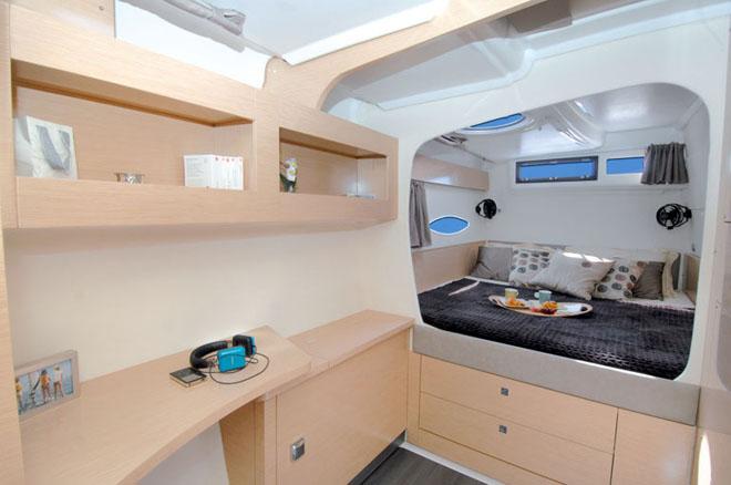 The aft cabins on the Lipari 41 benefit from large picture windows providing light with ventilation through an opening porthole. © Fountaine Pajot http://www.fountainepajot.com.au/