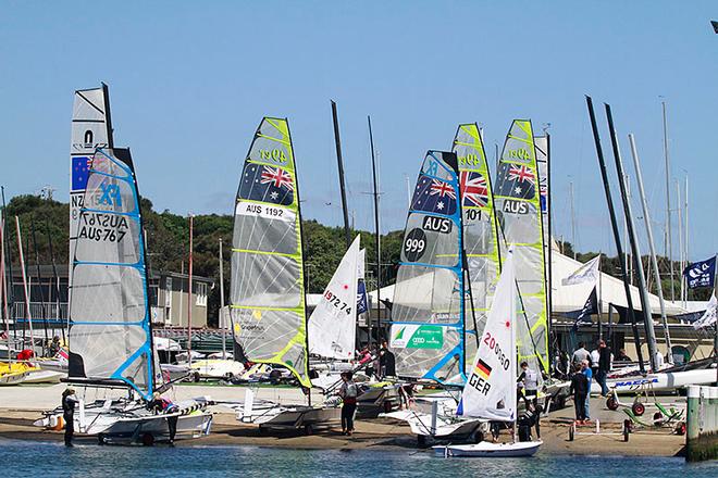 Final preparations for the elite ISAF crews - ISAF Sailing World Cup - Sail Melbourne 2013 © Teri Dodds http://www.teridodds.com