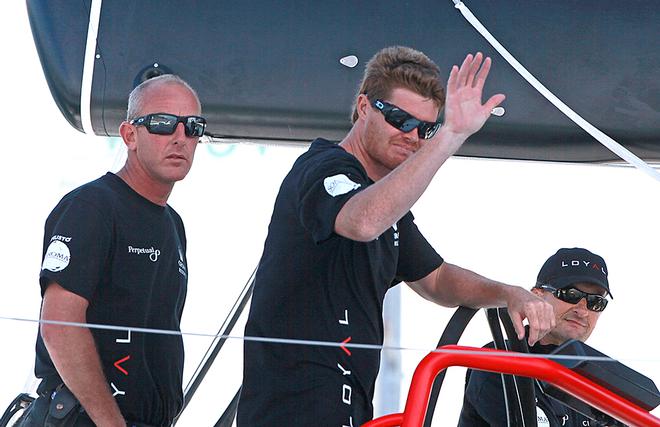 Tom Slingsby at the helm of Perpetual Loyal- preparing for the 2013 Rolex Sydney Hobart © Dale Lorimer