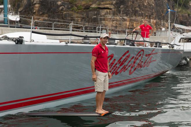 Wild Oats XI, with her new Sunfish attractant or diving board, Rolex Sydney to Hobart 2013 © Andrea Francolini