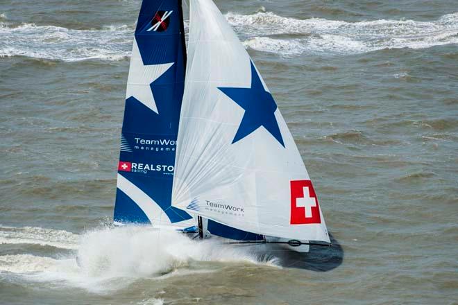 Realteam in action during the Extreme Sailing Series Act 8 ©  Vincent Curutchet / Lloyd images / OC http://www.lloydimages.com/