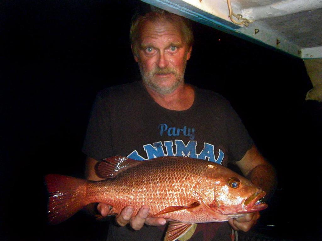 Al with a brute of a jack. Our second for the night. photo copyright Lee Brake taken at  and featuring the  class